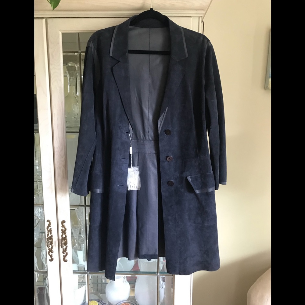 Reversible leather/suede trench coat